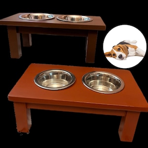 Wood Raised Dog Bowl Stand Feeder