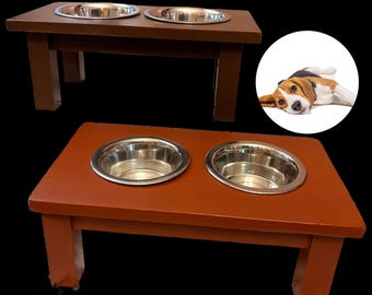 Raised Wooden Dog Bowl Stand: Rustic Elevated Pet Feeder