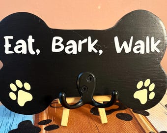 Handmade Wooden Dog Leash Hook, Wall Mount Organizer