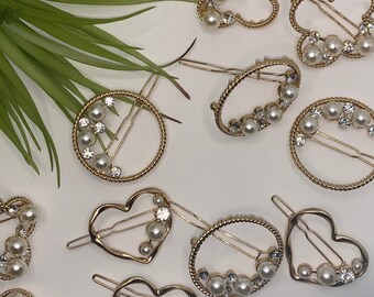 3 Tonal Rectangle Shaped Stud Hair Slides Grips Clips Pins Jewels Accessories