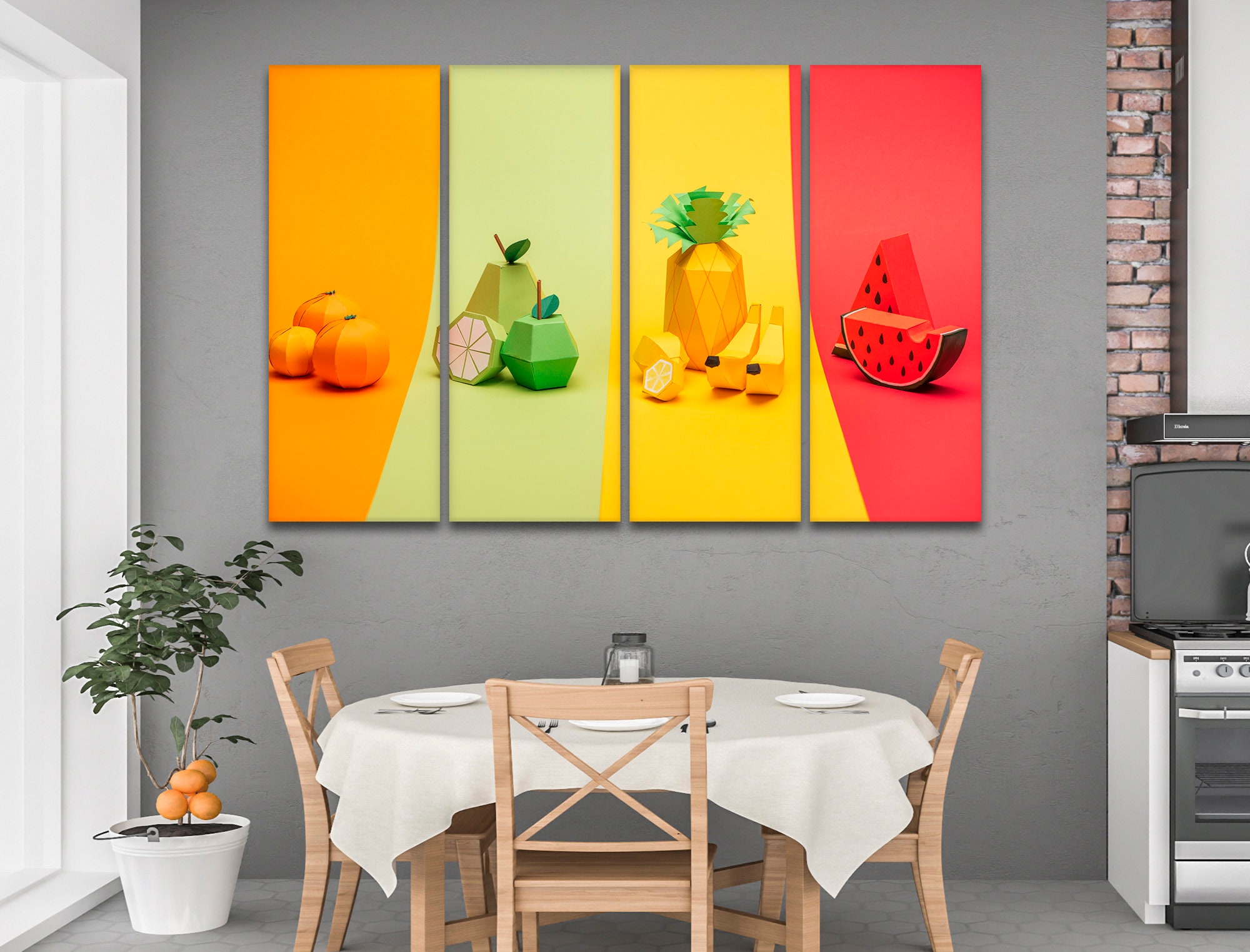 Colorful Origami canvas art Kitchen geometric wall art Extra Etsy