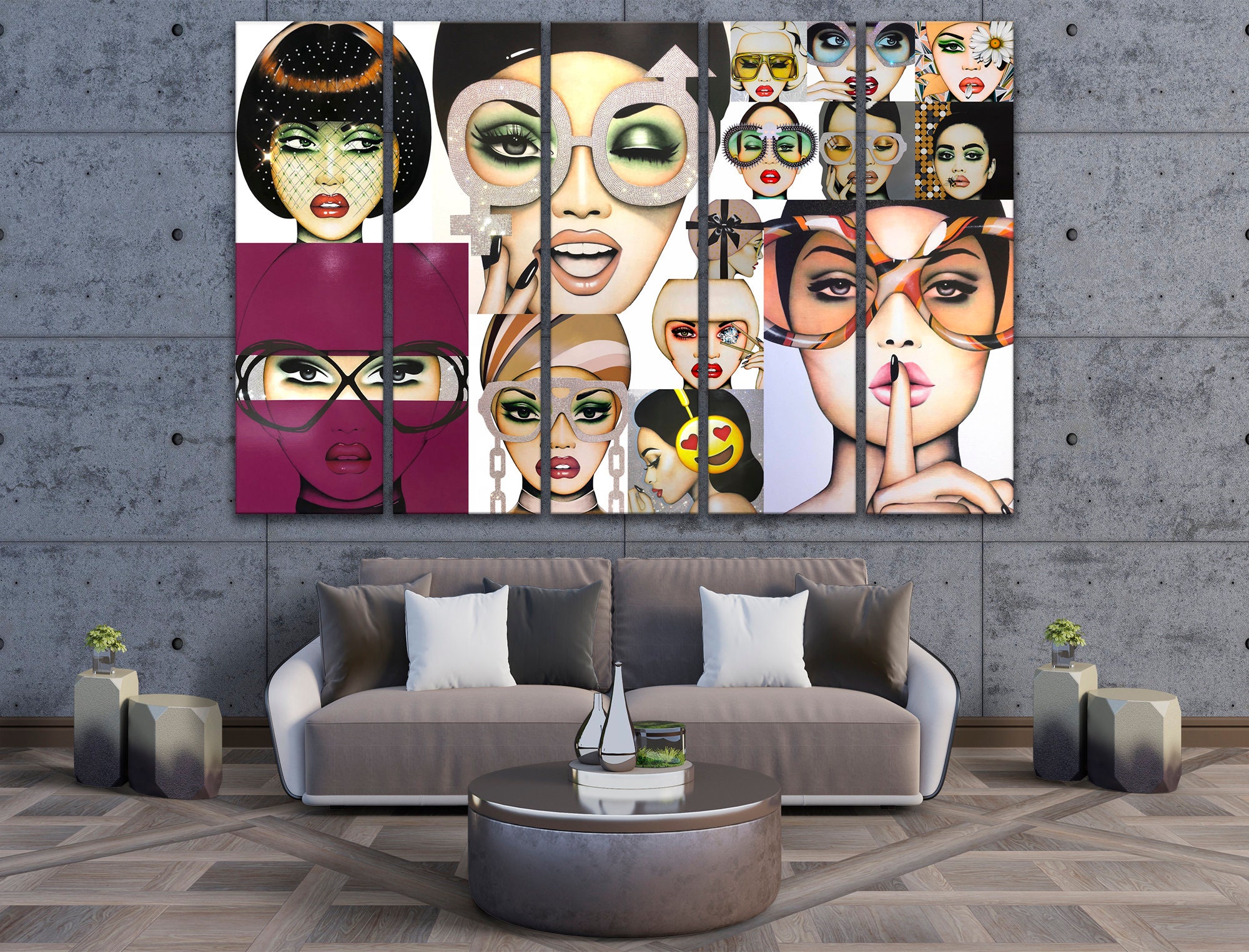 Girly wall art print Canvas wall art Fashion gift Large wall | Etsy