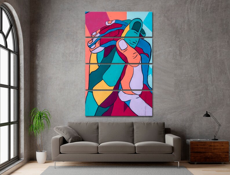 Holding Hands Urban art Geometric hands Abstract hands wall Etsy