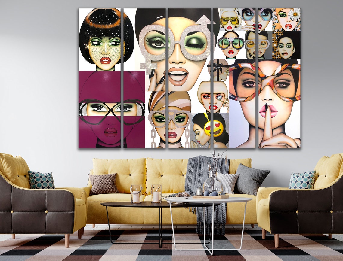 Girly wall art print Canvas wall art Fashion gift Large wall | Etsy