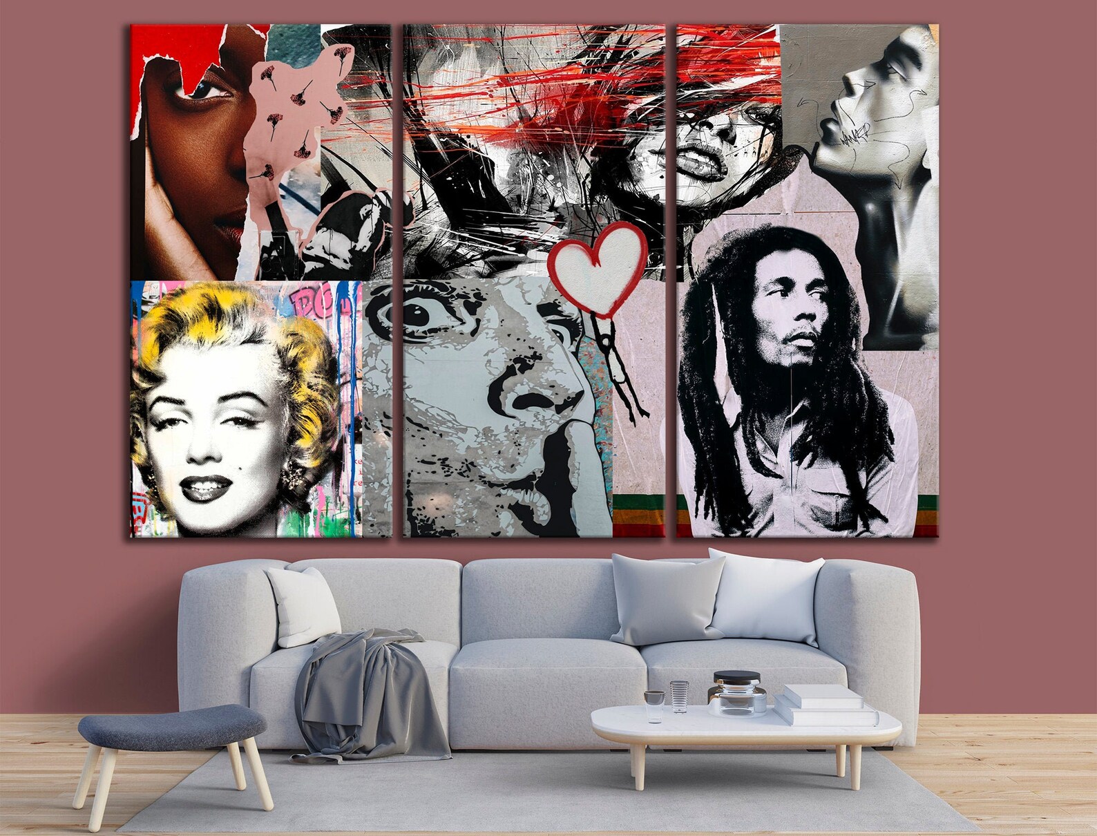 STREET ART Collage wall art Famous people print Mural canvas Etsy