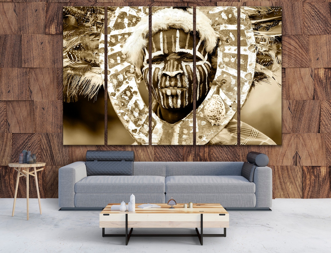 Ethnic Afrcian wall art African canvas art Black and white Etsy