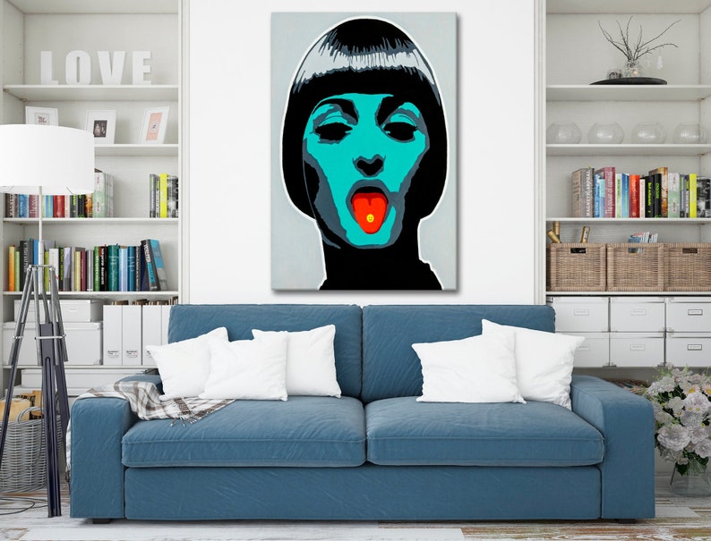 Pop art print Pop culture wall art Vertical original art Frame Etsy