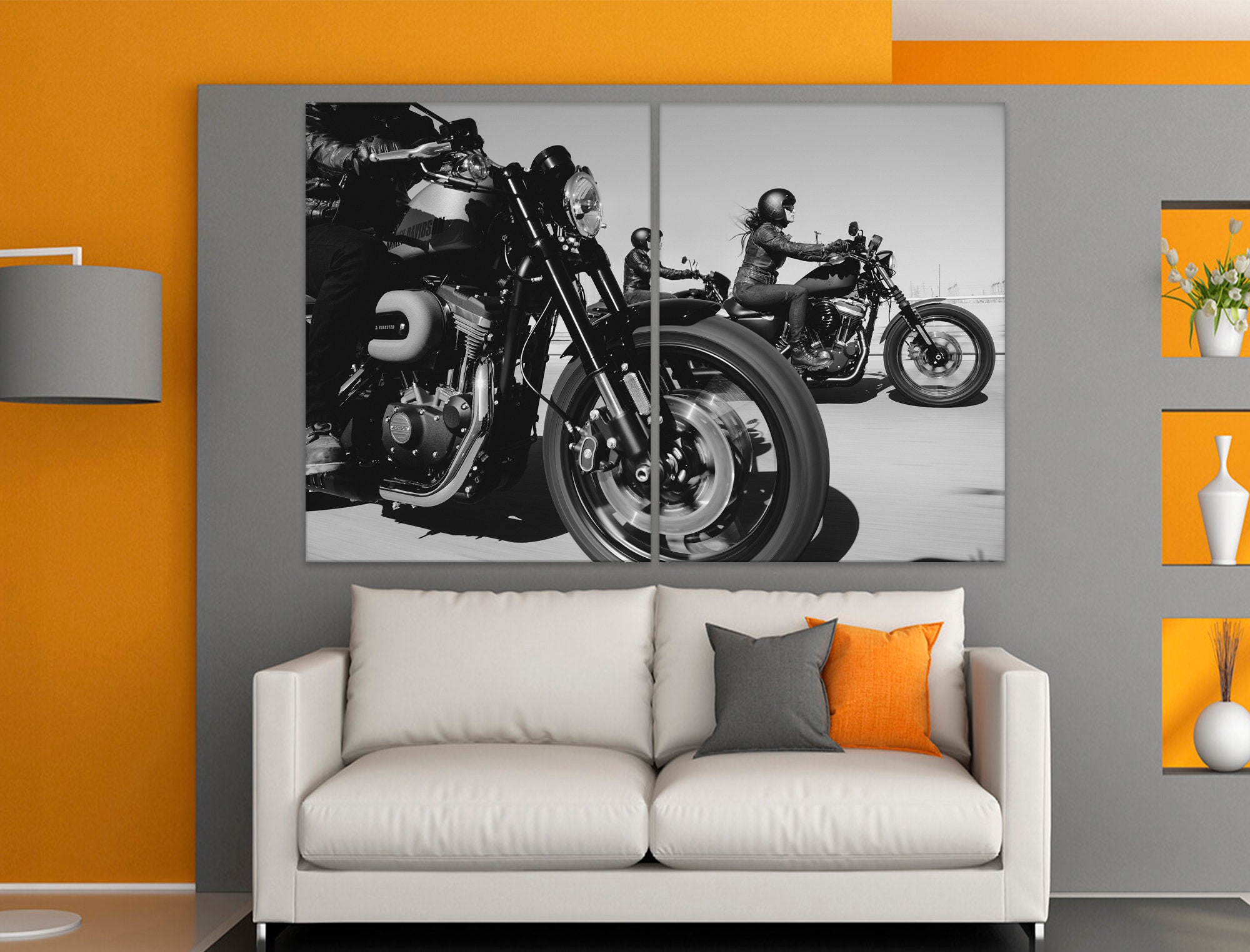 Harley Davidson decoración del hogar negro y blanco moto | Etsy