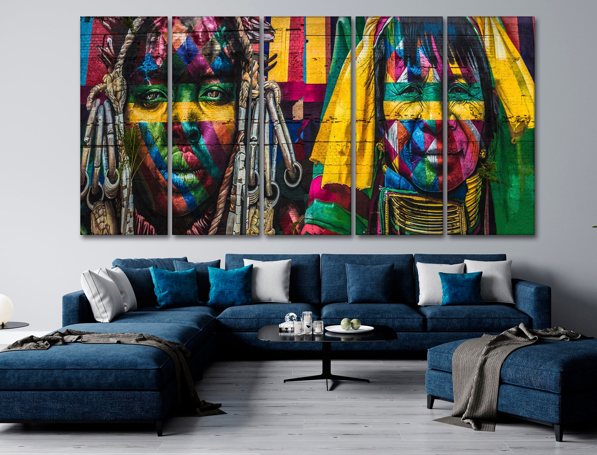 African american indian art Wall mural street art framed Etsy