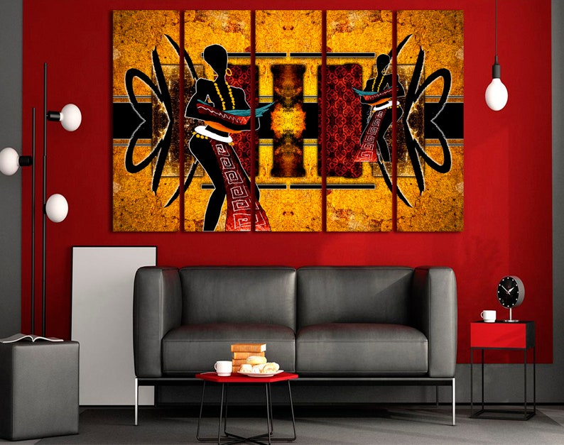 African art Gold and Black wall art canvas print Gold abstract Etsy