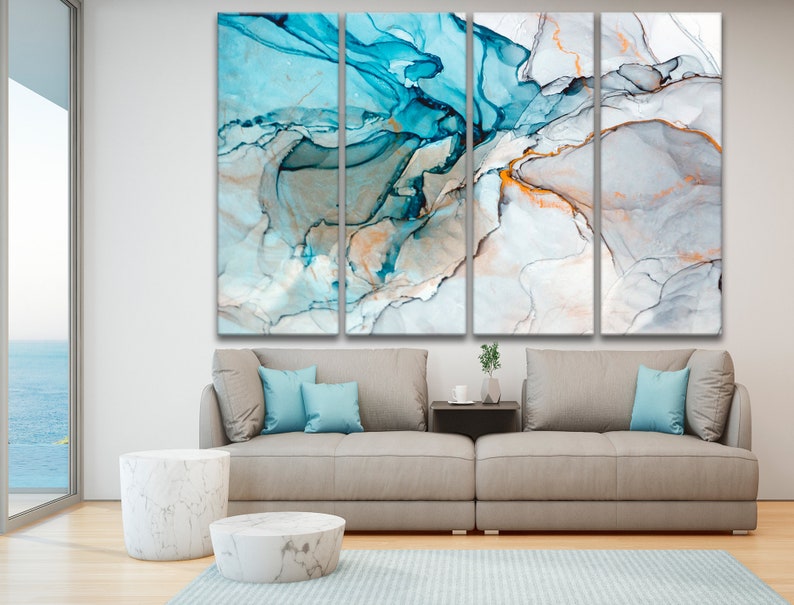 Abstract wall art Marble canvas print Marbling wall decor \u0421ontemporary art Marble wall art Abstract poster Abstract large marble blue art