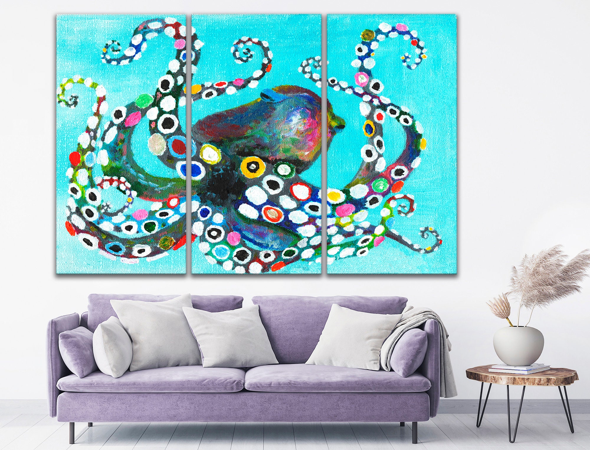 Colorful octopus canvas art Amazing octopus wall art decor Etsy