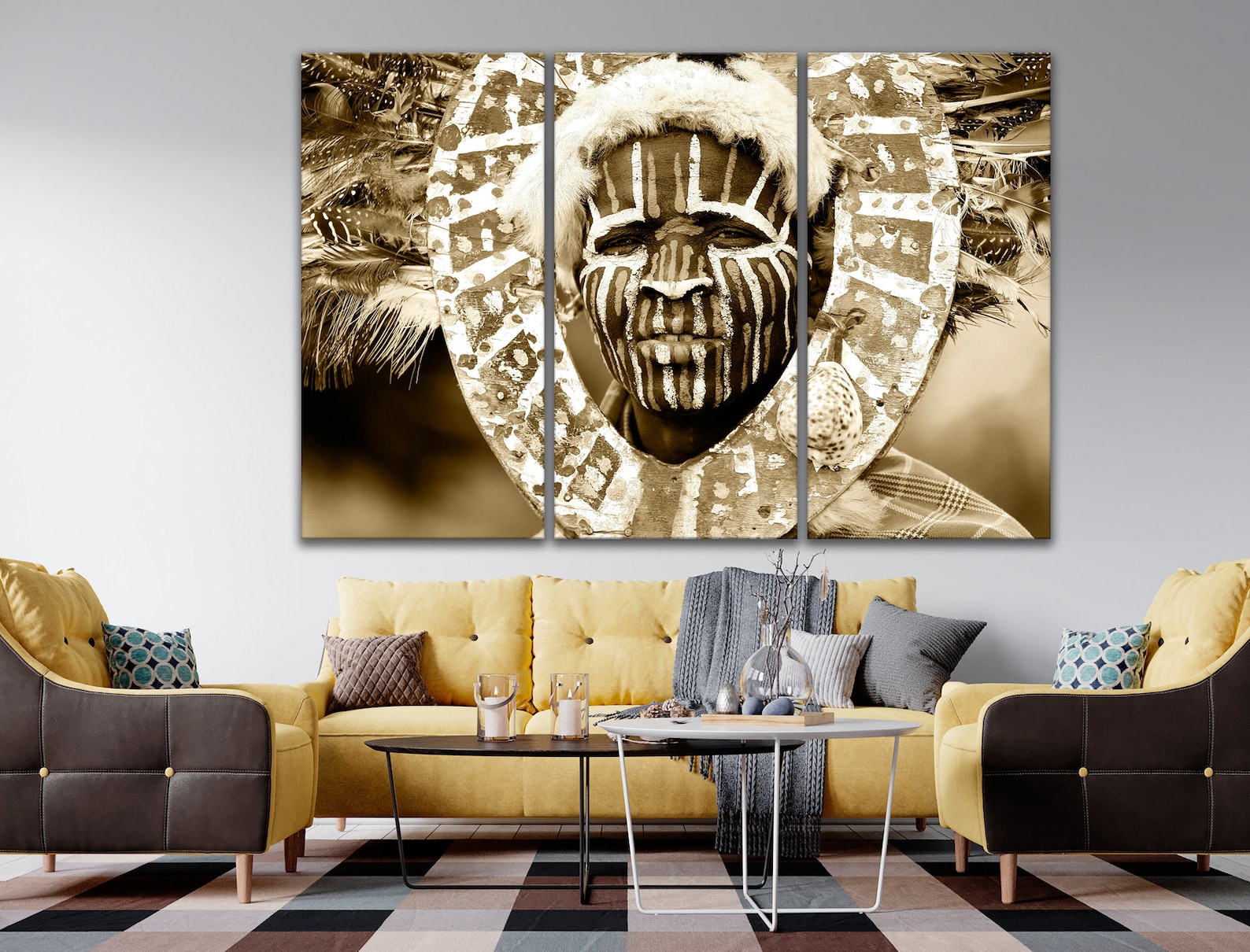 Ethnic Afrcian wall art African canvas art Black and white | Etsy