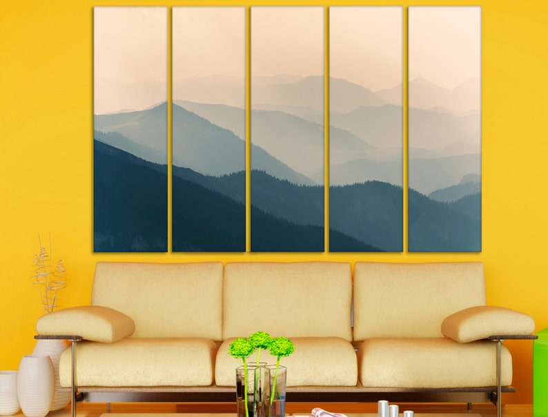 Blue Mountain wall art Smoky art extra large canvas wall art Etsy