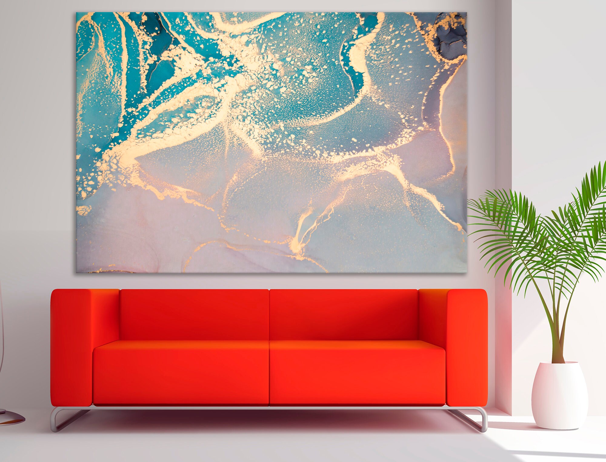 Gold and Blue marble wall art Rose Gold blue marble abstract Etsy