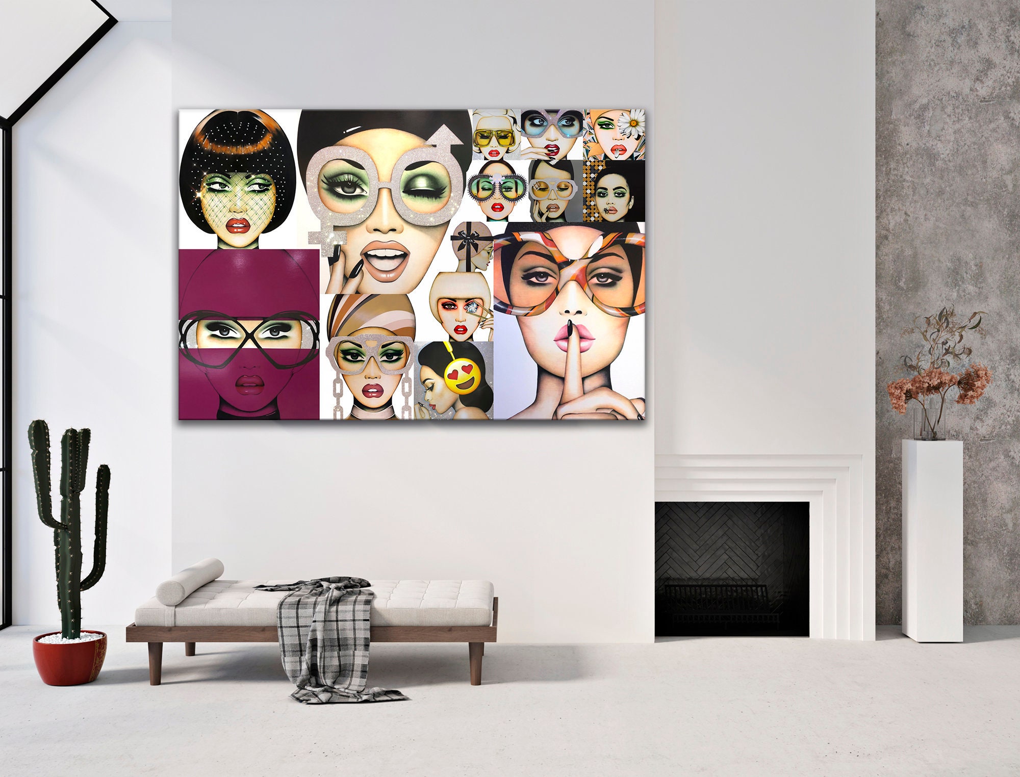 Girly wall art print Canvas wall art Fashion gift Large wall Etsy