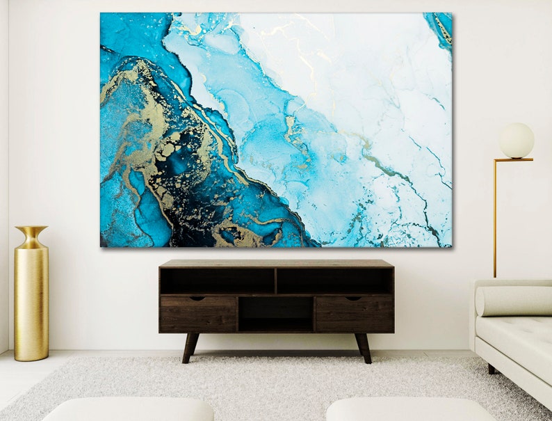 Extra large wall art Navy blue abstract marble wall art Navy Etsy