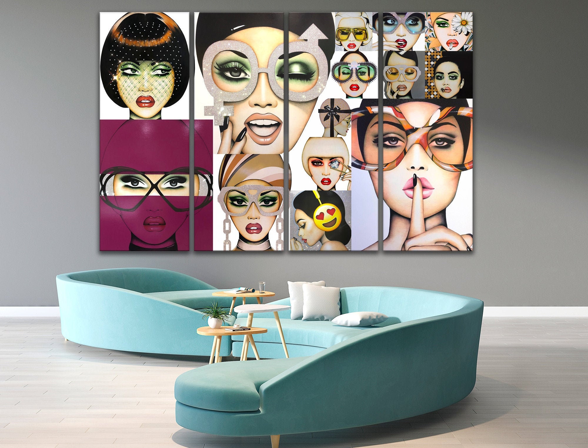 Girly wall art print Canvas wall art Fashion gift Large wall Etsy