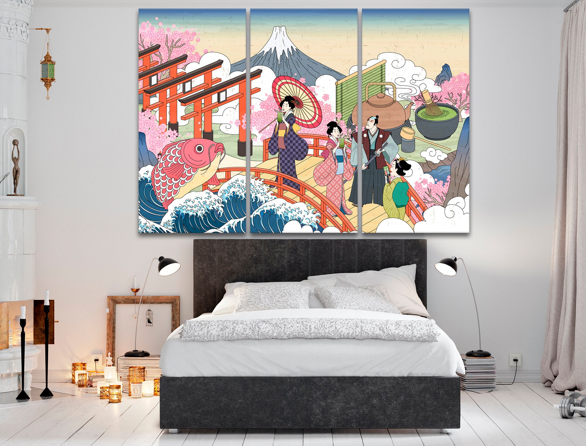 Japanese art Retro Japan scenery in Ukiyoe style canvas wall Etsy