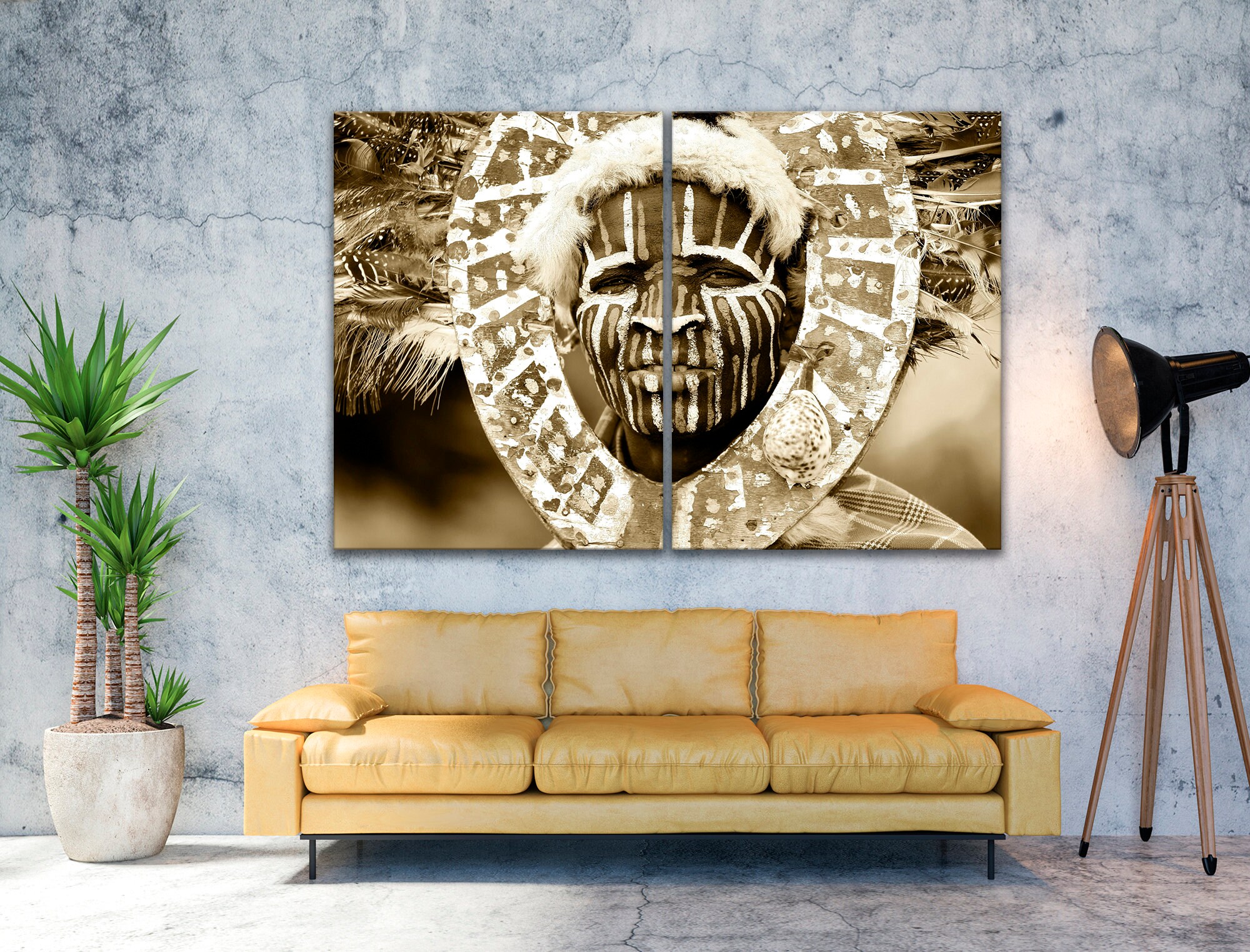 Ethnic Afrcian wall art African canvas art Black and white Etsy
