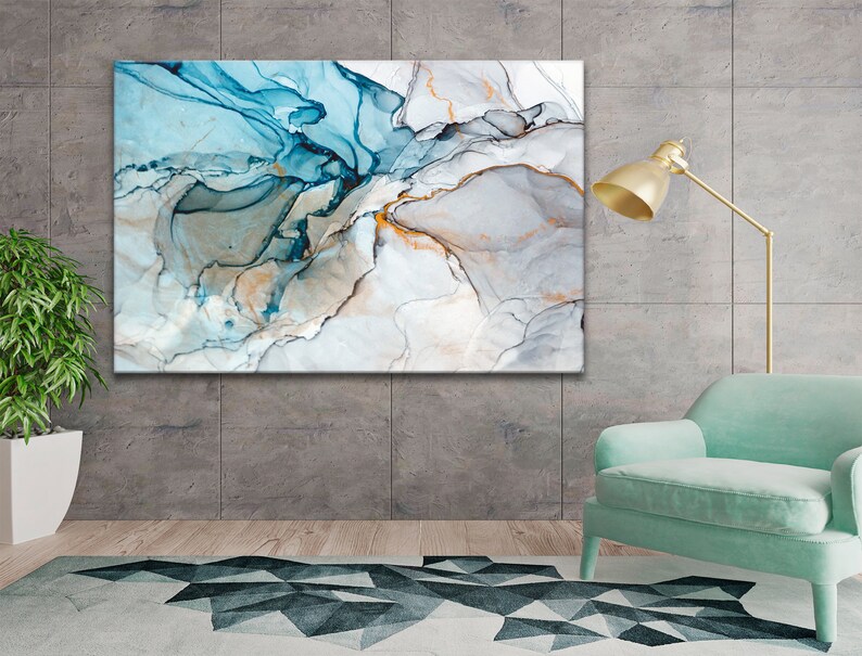 Abstract wall art Marble canvas print Marbling wall decor \u0421ontemporary art Marble wall art Abstract poster Abstract large marble blue art
