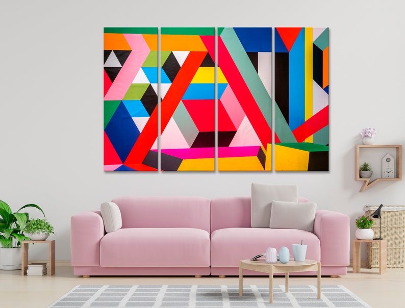 Geometric Abstract Modern Canvas wall art Color Block art | Etsy