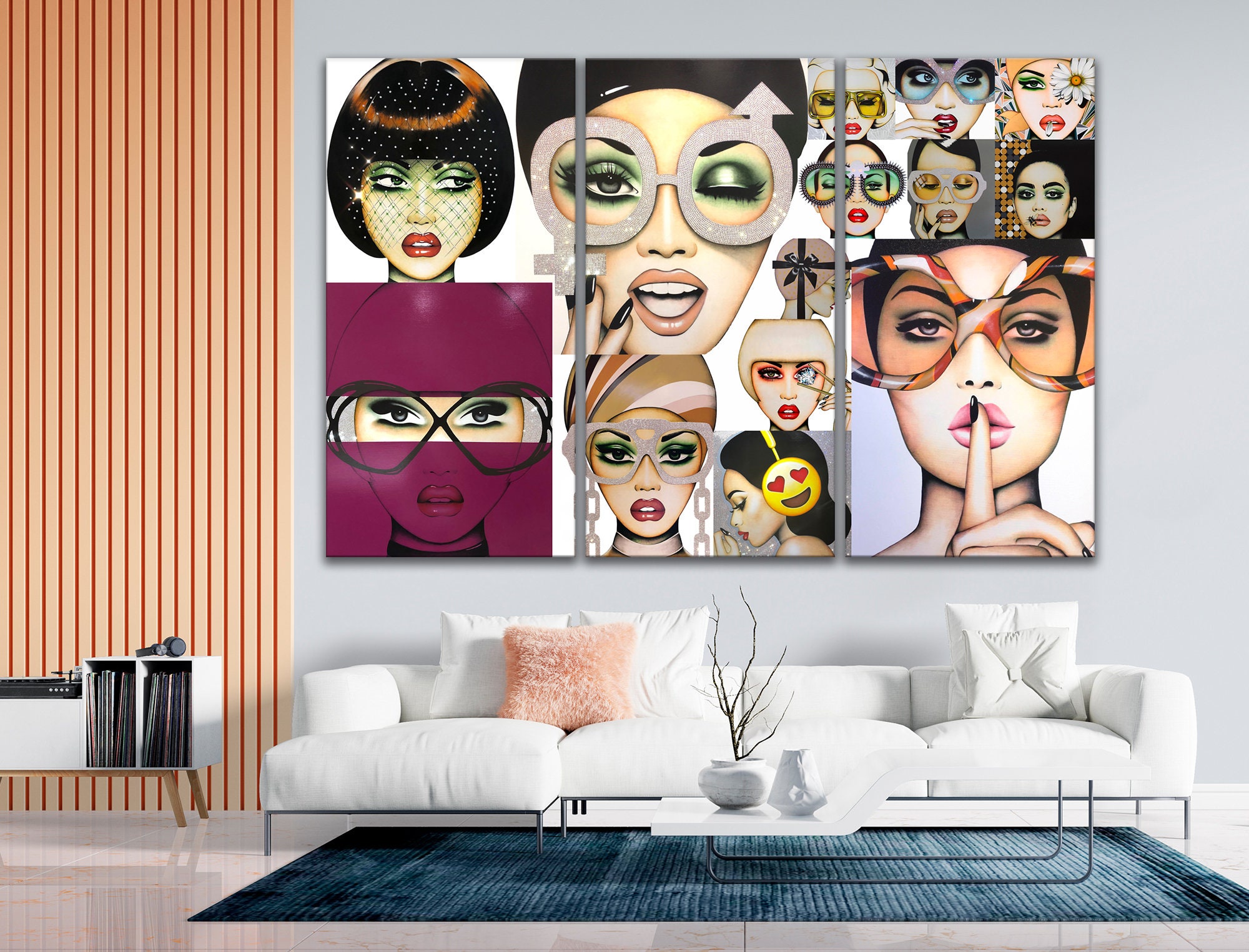 Girly wall art print Canvas wall art Fashion gift Large wall Etsy