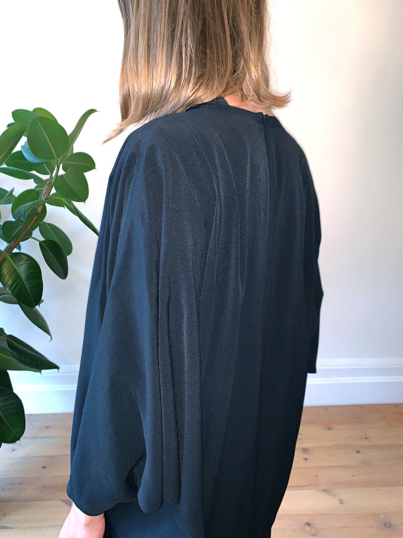 Black Vintage 1980's Art Deco Revival Batwing Dress. - Etsy