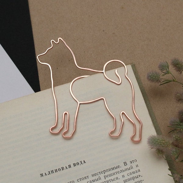 Personalized wire bookmark, paper clip, Akita Inu, pet, American akita, party favors, gift for doglover, Customized metal book mark