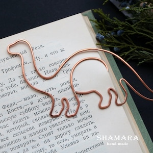 Personalized metal bookmark, paper clip, dinosaur book mark, gift for kid, notebook accessories, party favors, Brontosaurus, hand stamped