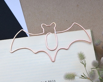 Personalized Bat Bookmark, Copper Wire Book Lover Gift