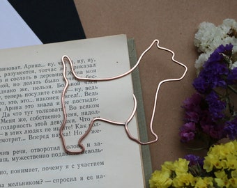 Personalized wire bookmark, westie terrier, paper clip, animal shaped paperclips, gift for doglover, metal book mark, hand stamped bookmarks