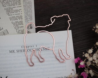 Personalized Wire Pug Bookmark: Copper Dog Lover Gift