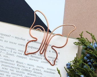 Wire bookmark paperclip butterfly bookmark copper wirewrapped gift for booklover notebook accessories clip-style bookmark party favors
