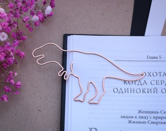 Personalized Copper T-Rex Bookmark: Dinosaur Paper Clip, Gift for Kid