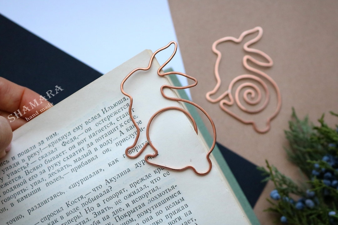 Paper Rabbit Bookmark Personalized Wire Rabbit Bookmark: Copper Bunny Paper Clip - Etsy