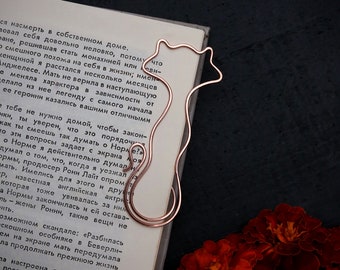 Wire bookmark paperclip Cat bookmark copper wirewrapped gift for catlover notebook accessories clip-style bookmark party favors