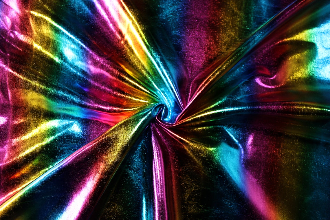 Rainbow Metallic Fabric Etsy UK