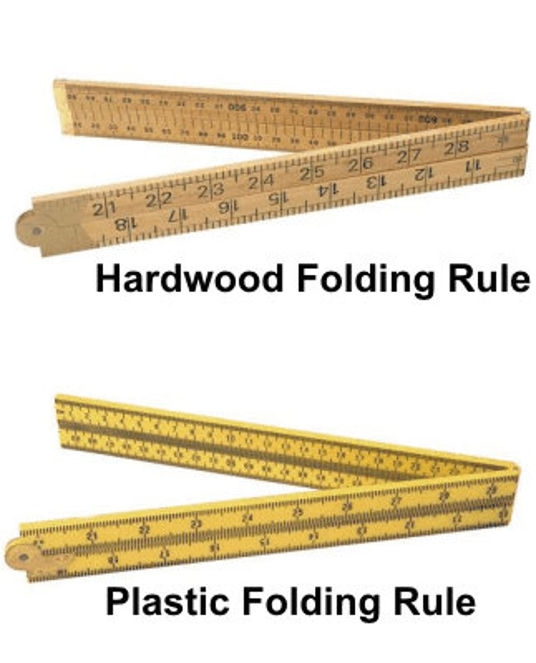 Folding Ruler hardwood or Plastic Metric and Imperial 