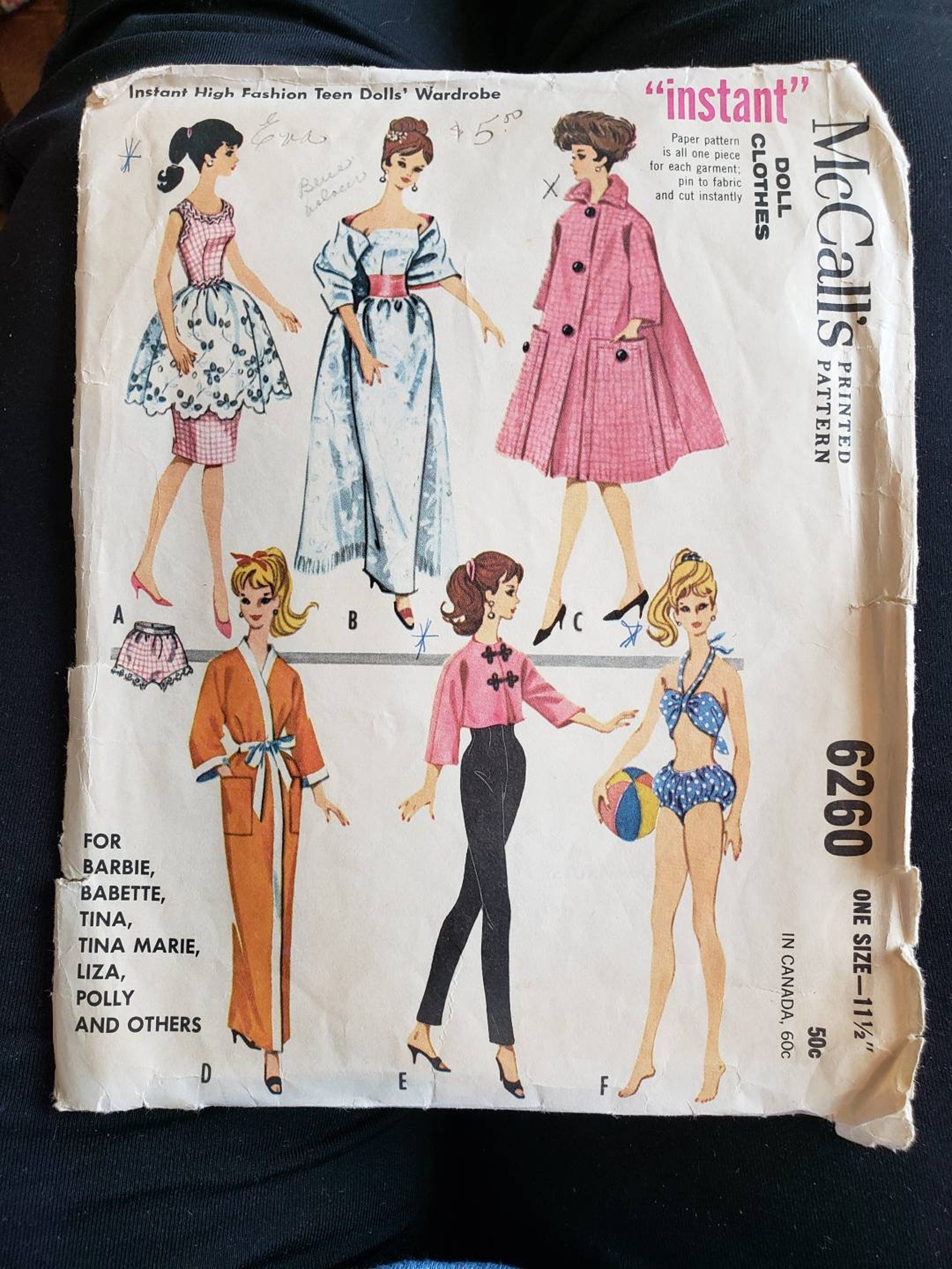 Original Barbie Doll Wardrobe Sewing Pattern Mccalls 6260 Etsy
