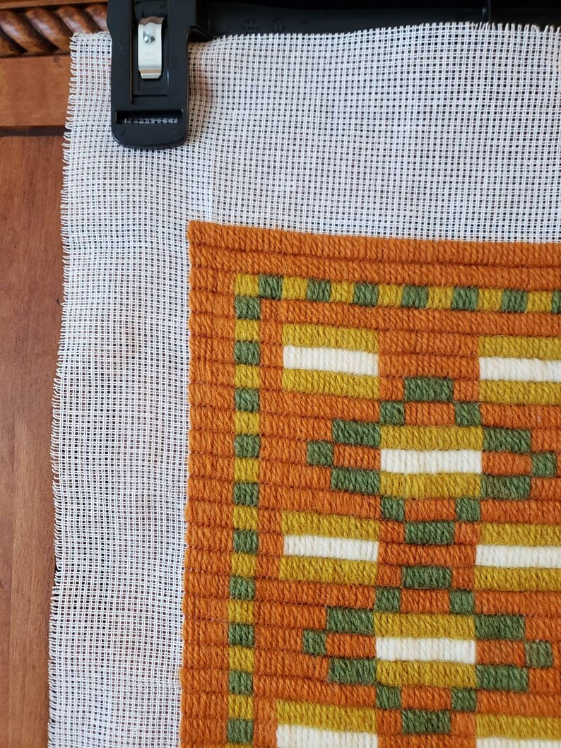 Mid Century Modern Crewel Fiber Art Wall Hanging Unfinished Etsy