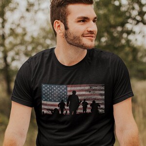 American Flag Veterans T-Shirt / Soldier Silhouette TShirt / Thank You Veterans Shirt / Military Family Long Sleeve Tee / Veteran&#39;s Day Gift