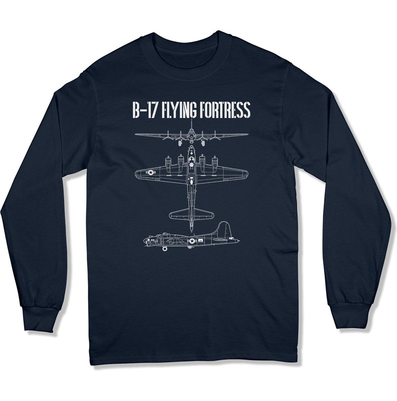 B-17 T-shirt schématique / Forteresse volante TShirt / WW2 Chemise d’ancien combattant militaire / Pilote de bombardier B17 de la Seconde Guerre mondiale Tee à manches longues / Cadeau de la Journée des anciens combattants image 5