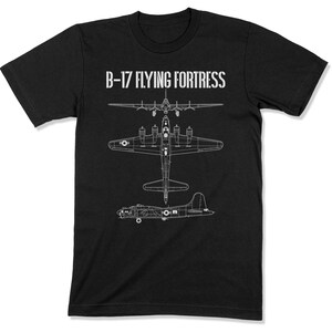 B-17 T-shirt schématique / Forteresse volante TShirt / WW2 Chemise d’ancien combattant militaire / Pilote de bombardier B17 de la Seconde Guerre mondiale Tee à manches longues / Cadeau de la Journée des anciens combattants image 2