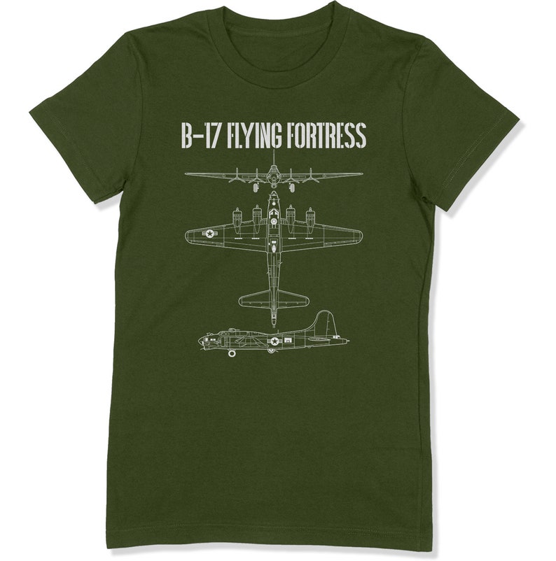 B-17 T-shirt schématique / Forteresse volante TShirt / WW2 Chemise d’ancien combattant militaire / Pilote de bombardier B17 de la Seconde Guerre mondiale Tee à manches longues / Cadeau de la Journée des anciens combattants image 3
