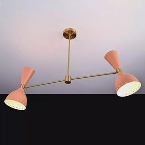 Lustre Sputnik de latão cru moderno de meados do século com 4 luzes Diablo