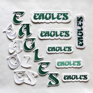 Eagles Letters Patches, Custom Colors Embroidery, Iron on Patches