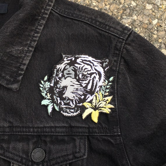Large Iron on Patches for Jackets, Large Blue Tiger Patch, Iron-on Patch,  Large Back Patch, Biker Patch 