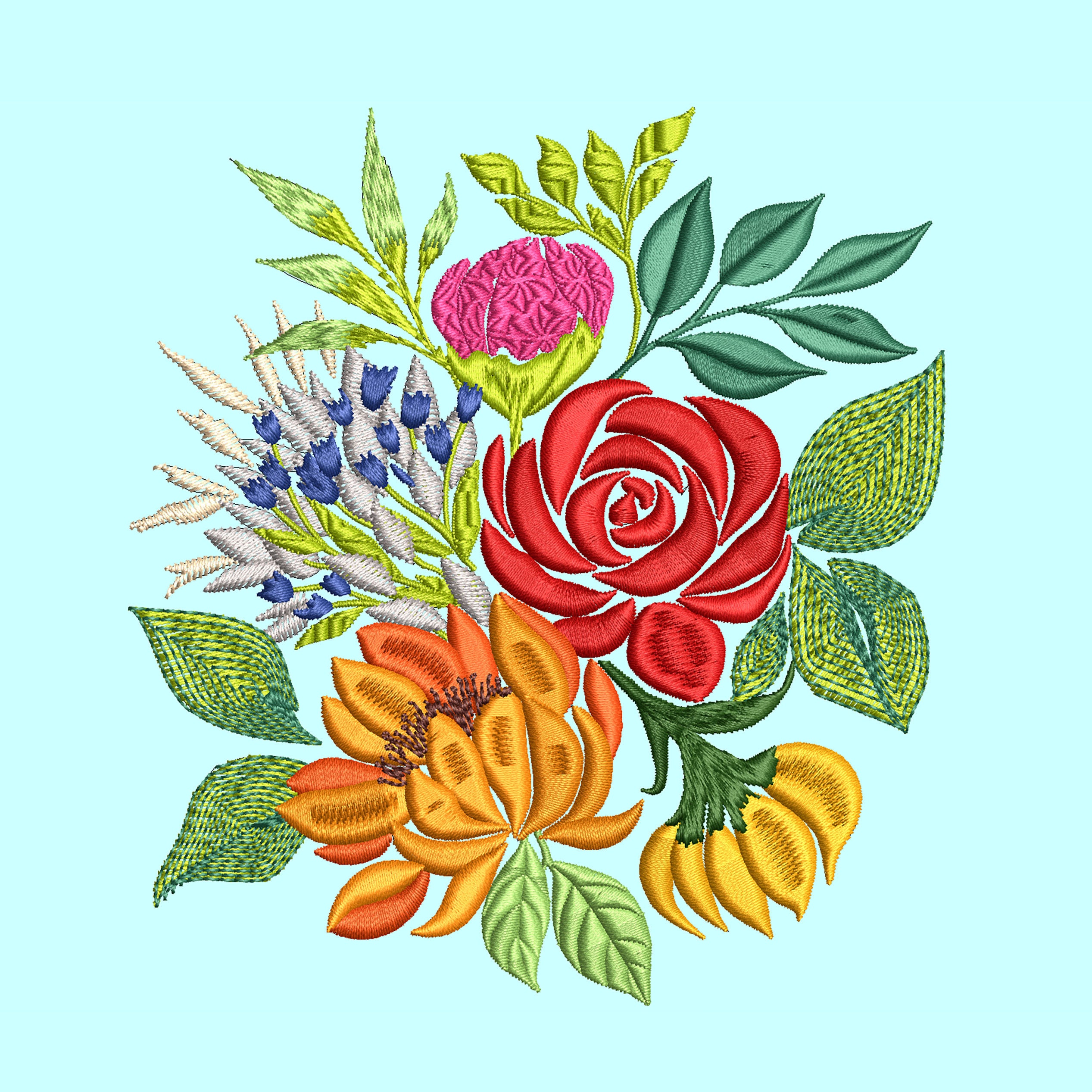 Wild Flowers Bouquet Digital Embroidery File Sunflowers Etsy