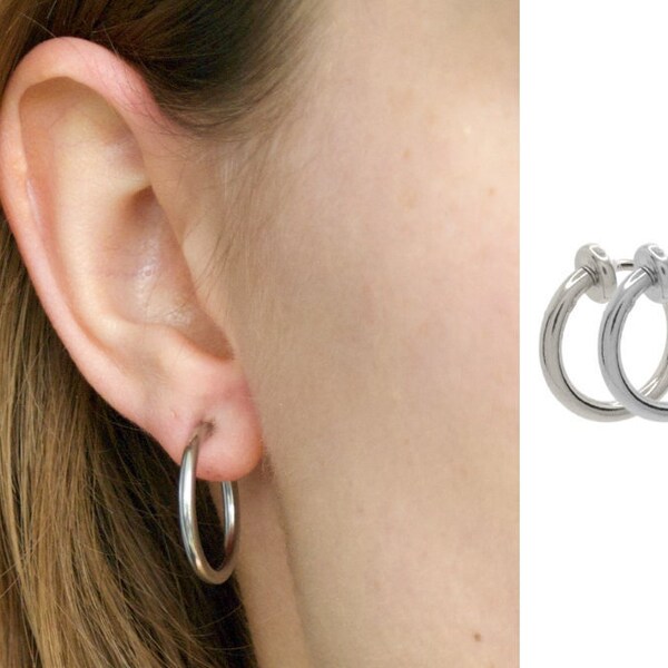 Boucles d'oreilles créoles clips d'oreilles argent